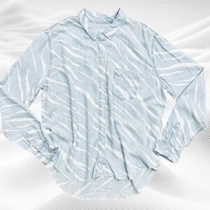 RAILS‎ Ingrid  Raw Hem Light Blue White  Vintage Zebras  XL Lyocell
